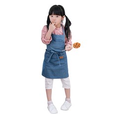 헤스티아 데님 빅사이즈 어린이 아동 미술 청 앞치마 (자수 각인 롱)