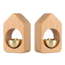 LOTUSNEX 금전운 재물운 만사형통 도어벨 자석 문종 현관 개업 집들이 돈들어오는 소품 선물 문종 현관종 풍경종2개입, 집, 느릅나무