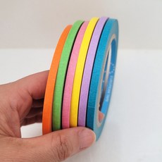 (6개묶음1세트)파스텔톤 컬러마스킹테이프 5mm(0.5cm) x40M 종이테이프 유로피안마스킹, 오,그,핑,옐,퍼,터- 5mm x6색(1세트), 1세트
