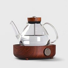 인덕션 주전자 차 티팟 하이라이트 스토브 우드 유리 찻주전자, 1L 이상, 2. 월넛 다크 컬러 스토브+온도 B