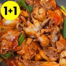 진우 쭈삼새 1+1 폭탄 쭈꾸미 삼겹살 새우 볶음 최고의 조합 캠핑 밀키트 총 1.2kg 5인분, 1박스
