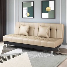 PU 가죽 2인 소파 카페 모던 쇼파 거실 오피스텔 원룸, 3인용(150x95)cm 가죽 살구