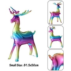 크리스마스 스탠딩 엘크 포일 풍선 순록 귀여운 인플레이터블 글로 썰매 스탠드, 1개, 7. Small Rainbow