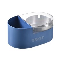 多功能壁掛式煙灰缸，附帶置物空間，簡約時尚設計，易於清潔, 藍+透明, 1個