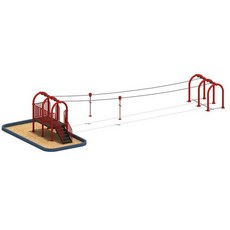 더블 짚라인 놀이기구 광장 놀이터 야외 키즈 펜션, 이중 플랫폼 짚라인 빨간색 단일 사다리