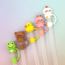 스탠리 스타벅스 텀블러 호환 빨대캡 빨대마개 실리콘 누수방지, 1세트, 동물친구들