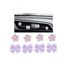 FALVFUN 차량용 송풍구 클립 8개 귀여운 예쁜 감성 리본 해바라기 차량 통풍구 참 미적 콘센트 SUV 세단 트럭용 핑크, 퍼플