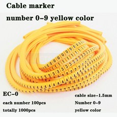 PVC 케이블 마커 EC-0 EC-1 케이블 와이어 마커 케이블 번호 0-9 케이블 크기 1.5 sqmm 노란색 PVC 케이블 마커 절연 마커, EC 3 yellow 1000pcs, 3) EC-2-yellow-0-9 - 1000pcs