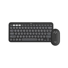Logitech 羅技 Pebble 2 Combo 無線藍牙鍵盤滑鼠組 石墨灰 公司貨, 黑色, 無數字鍵盤