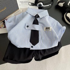 學院風條紋兒童套裝 男童寶寶英倫風套裝