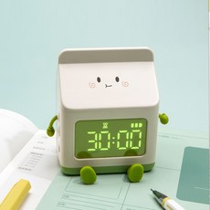 넥스원 우유팩 무소음 LED 탁상 알람시계 3 color, 핑크