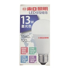 東亞照明 LED球型燈泡 13W, 冷白, 1個