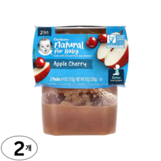 Gerber 내추럴 포 베이비 2nd Foods 사과 체리 2팩, 사과 체리(Apple Cherry), 226g