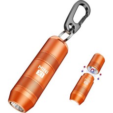 EDC 미니 손전등 고광도 LED 포켓 키체인 마그네틱 활성화 타입C 충전식 소형 긴 배터리 수명 및 조명 거리1 검은색, Orange, 2