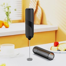 강력한 커피용 밀크 프로더 스테인리스 스틸 거품기가 있는 빠른 휴대용 믹서 보관 슬리브가 장착된 핸드 프로더 교반기 완드-블랙