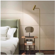 現代簡約金色落地燈，可調節燈頭，大理石底座，客廳臥室書房適用, 金色