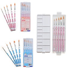 모닝글로리 6000 붓+팔레트세트_봉주르비숑 붓세트 수채화붓세트, 1세트, 핑크