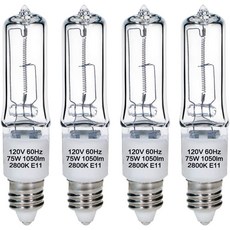 GMY JDE11 120V 75W E11 전구 미니 캔델라브라 베이스 T4 2800K 투명 디밍 가능한 75와트 할로겐 천장 선풍기 교체 LED 특수 방향등 4팩, 50W - 1 Count