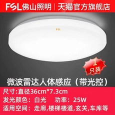 원형 센서등 천장 계단 용품 주차장입구 조명 베란다 대형, I. 25W 백색광 초고감도 레이더 센서 직경