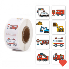 스티커 6종 경찰차 소방차 엠블런스 사각형