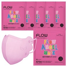플로우천사 KF94 새부리형 어린이 유아 컬러 마스크 소형 (날개핏), 5개입, 6개, 프린세스핑크