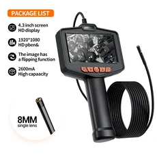 HD 카메라 4.3 화면 200W 단일 듀얼 렌즈 LED 조명 자동차 검사 방수 하수구, 01 CHINA, 02 5m, 01 8MM Single Lens