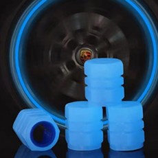 자동차 타이어 야광 밸브캡 블루 4P 타이어 에어캡 바람마개, 상세페이지 참조, 1개