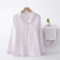 Good Night 純棉雙層紗布睡衣套裝 日系簡約家居服