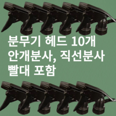 [리리즈] 분무기헤드 페트병 트리거스프레이 헤드 세차 락스 세제 약품 오염 빨강 분무기머리 10P 분무기헤드, 블랙, 10개