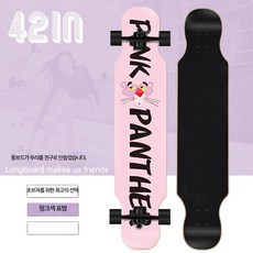 스케이트보드 남녀 더블로커 프로 댄스보드 4륜 롱보드 플래시 양면 패턴 보드 크루징 입문용 롱보드 전동 댄싱 다운힐 초보자 트릭 장거리 롱보드 안정감 남성용 여성용 청소년 성인보드, 1개, 핑크