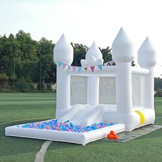 25FTX7FT 화이트 인플레이블 바운스 하우스 캐슬 슬라이드 및 볼 풀 실내 실외 장난감 생일 파티 홀리데이 장식용 제품에 사용되는 액티브 용, White, 12.5FT x 7.1FT