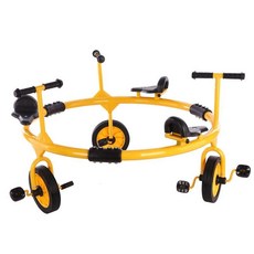4인용 회전자전거 놀이터 키즈카페 유치원 야외, 1개, 옐로우 3인 회전차