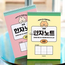 초등 5칸 한자노트 학습 학습교구 새학기, 핑크