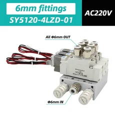 SMC 타입 SY5120 솔레노이드 밸브 조합 단일 전자 제어 실린더 제어 밸브 SY5120-5LZD-01 SY5120-6LZD-01, [06] SY5120-4LZD-01 6MM, [09] 10 Stations