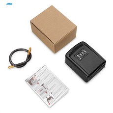 鑰匙鎖盒帶可拆卸鋼掛繩堅固的 4 位密碼鎖盒室內室外使用的鑰匙保險箱, 黑色