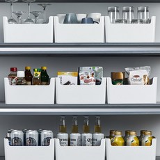 모든집 1+1 팬트리 정리함 수납 리빙박스 국내생산, 1+1 손잡이 정리함-M, 1세트, 화이트