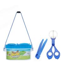 昆蟲觀察飼養套裝 透明昆蟲盒 伸縮捕蟲網 多功能飼養箱 兒童科學玩具, 藍色, 1個