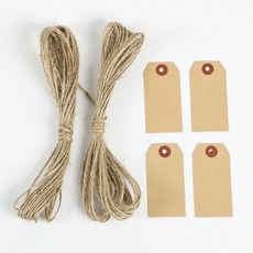 차차바이 선물포장 종이태그 육각종이라벨택 네임택 마끈 증정, 100개, 크라프트
