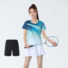 킹요 배드민턴복 티셔츠 반바지 세트 배드민턴 유니폼 여자