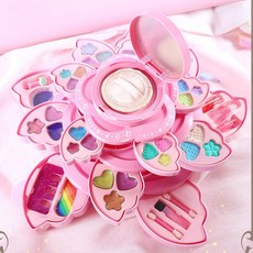 雪倫小舖 兒童化妝盒 天使之翼美妝盒 無毒安全可水洗旋轉花型, 三層天使之翼美妝盒-粉色, 1個