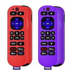 [2팩]WADVCU Roku Voice Remote Pro 2nd Ed./Edition 실리콘 리모컨 케이스 커버 어둠 속에서 빛나는 Roku TV 원격 보호 슬리브 Roku
