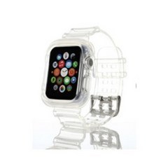 비쉐르 애플 워치 1 38mm 형광 레이버 실리콘 일체형 밴드 스트랩, 투명, 1개