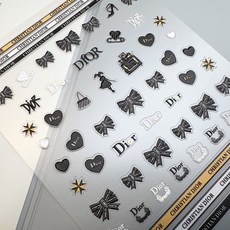 총총마켓 고퀄리티 네일 아트 스티커 럭셔리 명품 스타일, 1개, 블랙