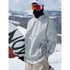 방수 그레이 스노보드 후드티 남녀공용 실내용 기모 상의