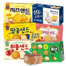 온리 샌드 비스켓 낱개포장과자 세트6종(+1)산도 딸기323g+샌드 에이스 우유크림 204g+애플샌드 272g+롯샌 315g+치즈샌드 180g+국희 땅콩샌드 279g, 6종+냠냠상회전용선물포장박스, 1세트