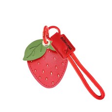 BORKUANA 에어태그와 호환되는 가죽 키체인 홀더 케이스 키링과 랜야드가 있는 귀여운 보호 커버 지갑 열쇠 가방 반려동물용 긁힘 방지 파인더 GPS 트래커 케이스(블, 딸기