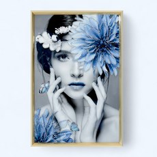 VITALO 북유럽풍 블루 다알리아 액자 감성인테리어 까페액자 신혼선물 집들이 선물 PGC1154, 1개, 색상