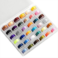 36pcs 재봉사 및 보빈 보관 플라스틱 상자 홈 재봉기 폴리 에스테르가있는 색상 재봉사 세트, 다색