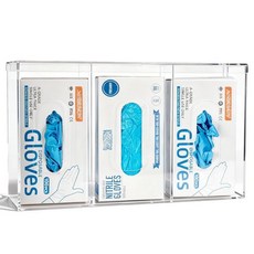 SEANADO 트리플 글러브 박스 홀더 뚜껑이 있는 벽걸이 글러브 디스펜서 마스크용 3칸 위생 스테이션 보관함 수염망 헤어넷 비닐봉지 신발 커버 - 16.5 x 10.2 x 3, 3 Compartments