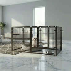 멍담 프리미엄 철제 울타리 강아지 조립식 확장 패널, 1개, 블랙